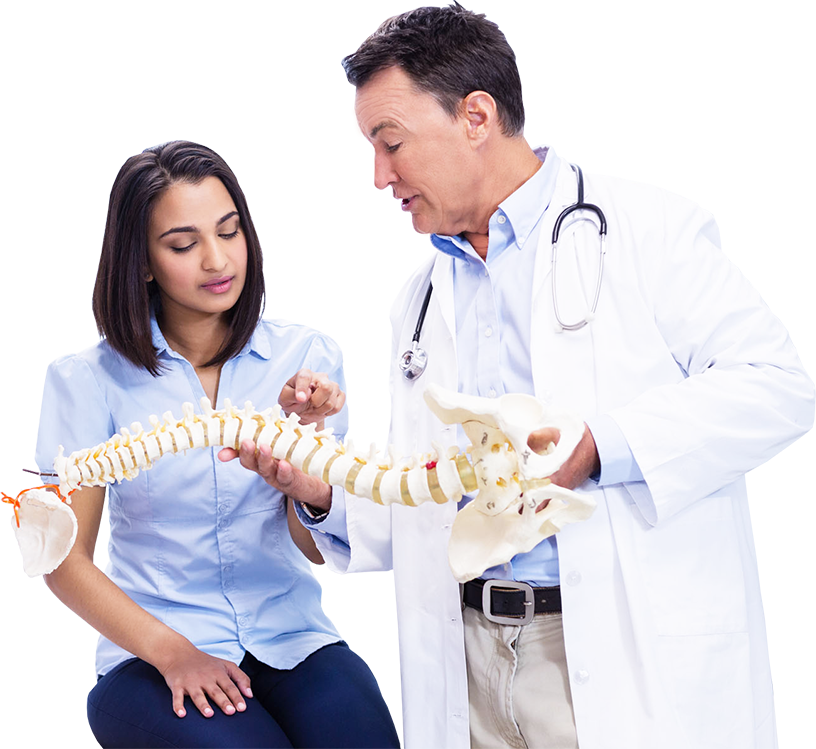 Doctor Explaining Spine Modelto Patient PNG