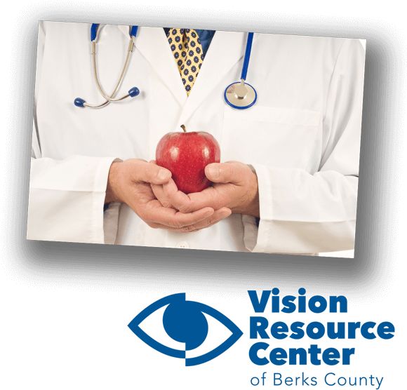 Doctor Holding Apple Vision Resource Center Ad PNG
