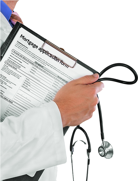 Doctor Holding Mortgage Application Formand Stethoscope PNG