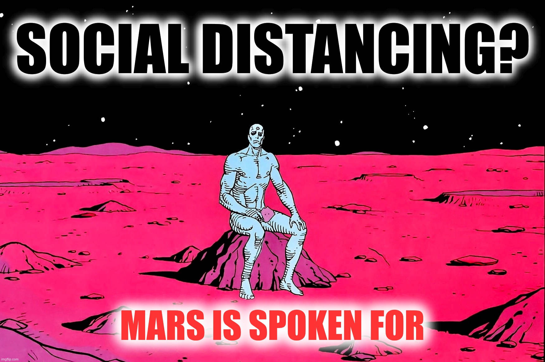 Doctor Manhattan Mars Meme: Forvandl din skærm til et sted i fortiden. Wallpaper