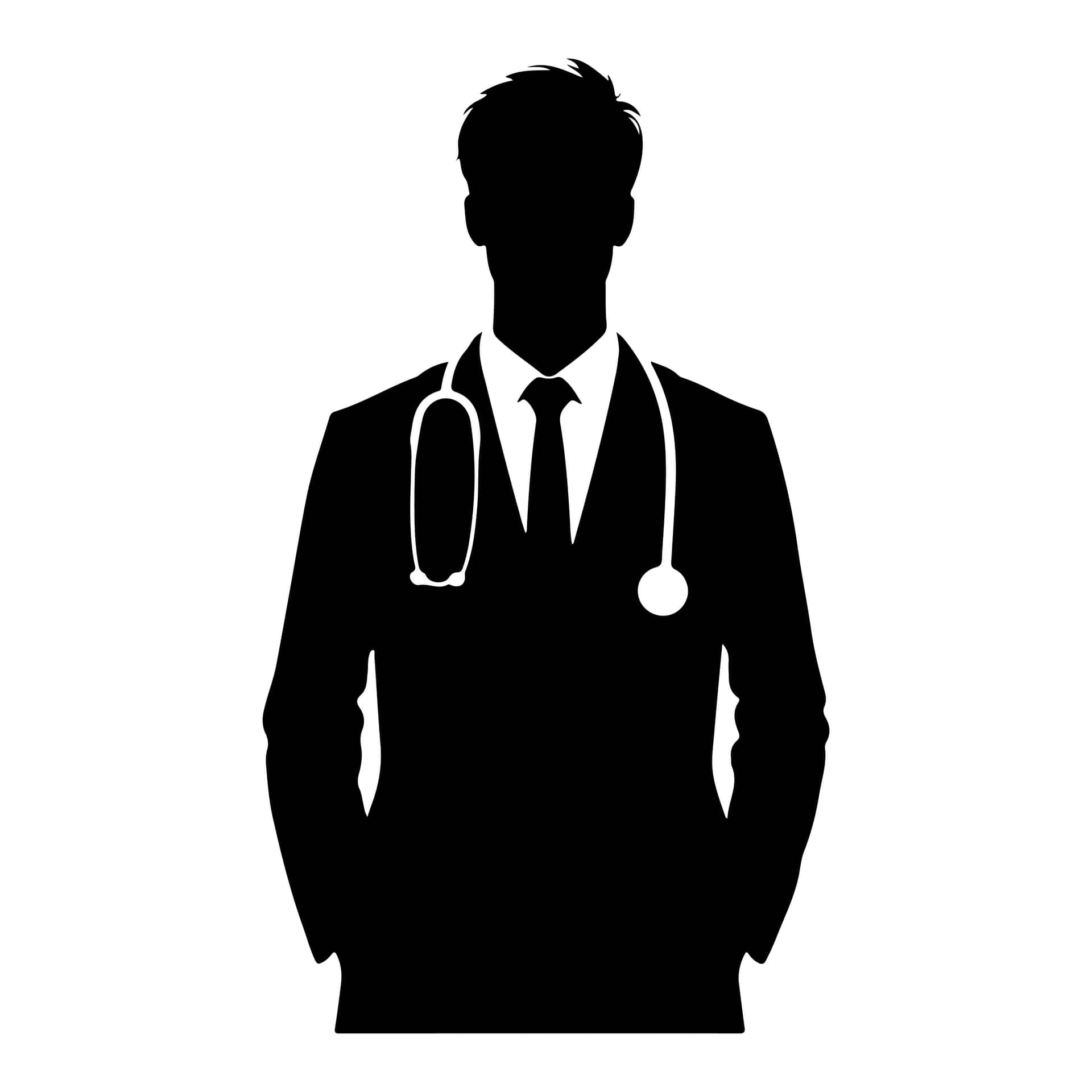 Doctor Silhouette With A Stethoscope, Representing Medical Profession, Healthcare Expertise, And Pat Wallpaper