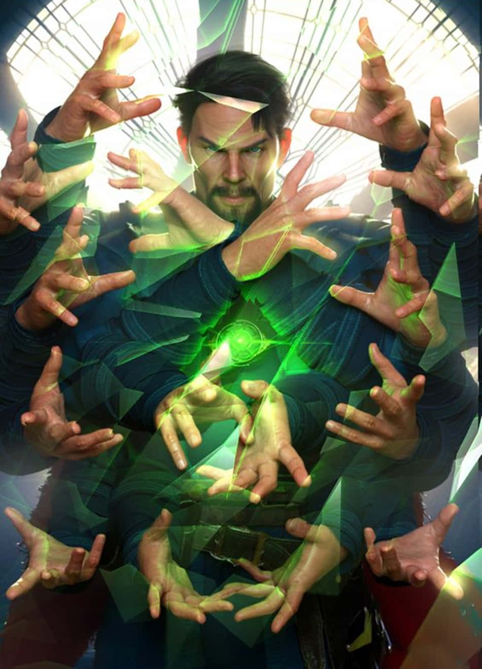 Doctor Strange 2 Hands Green Aesthetic Background