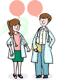 Doctorand Patient Conversation Cartoon PNG