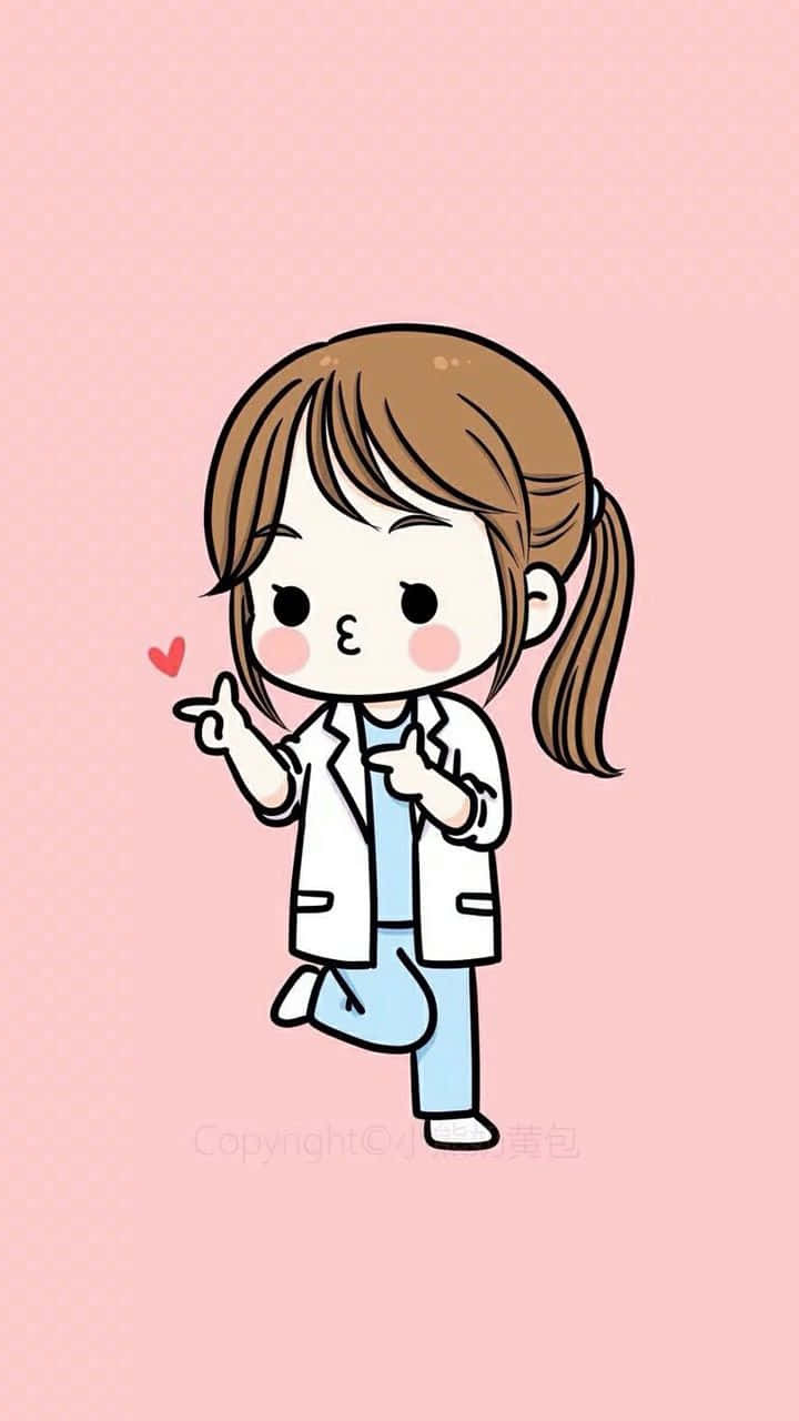 A Cartoon Girl In A Lab Coat Is Holding A Heart