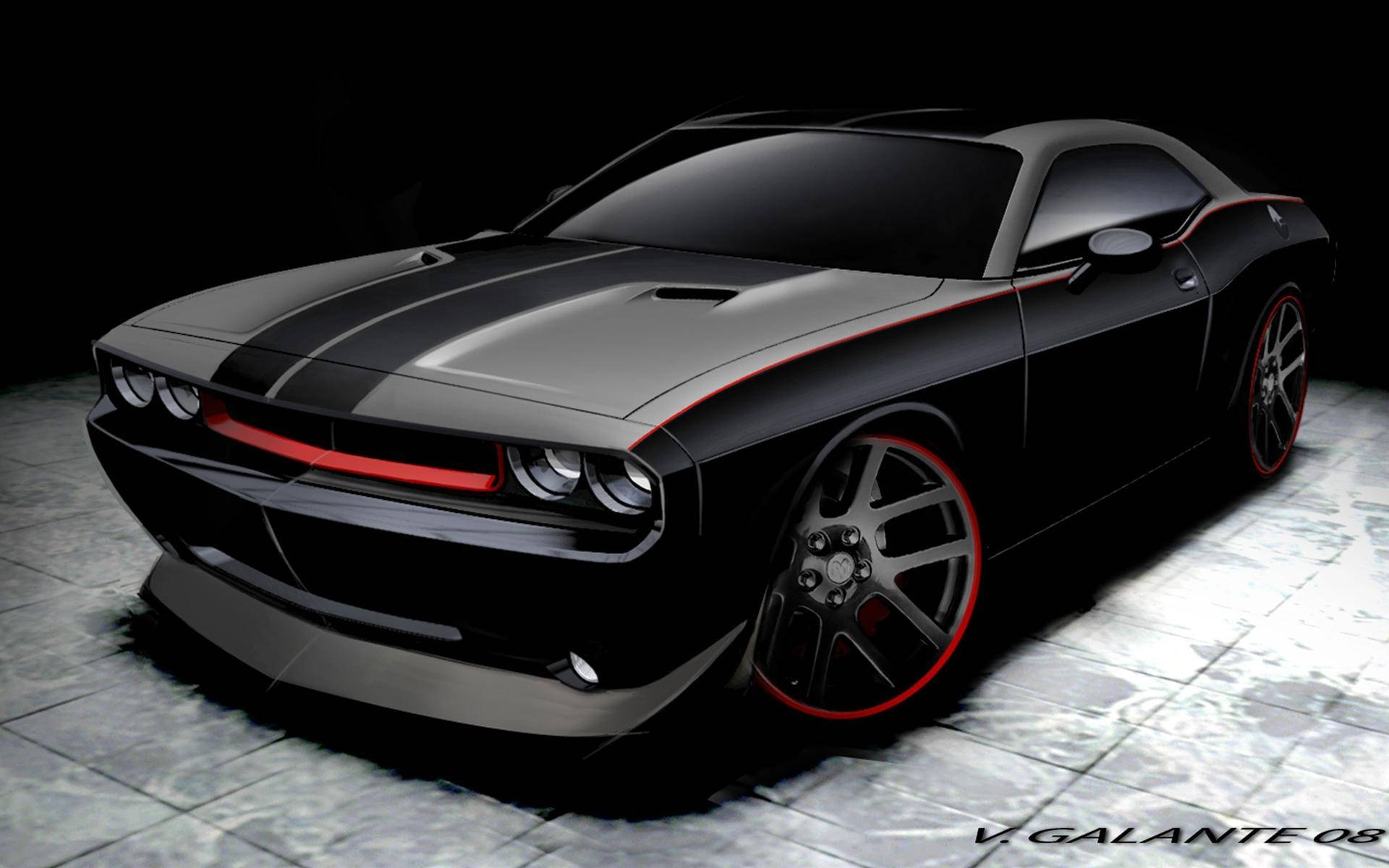 Dodgechallenger Cool Black - Dodge Challenger Svalt Svart. Wallpaper