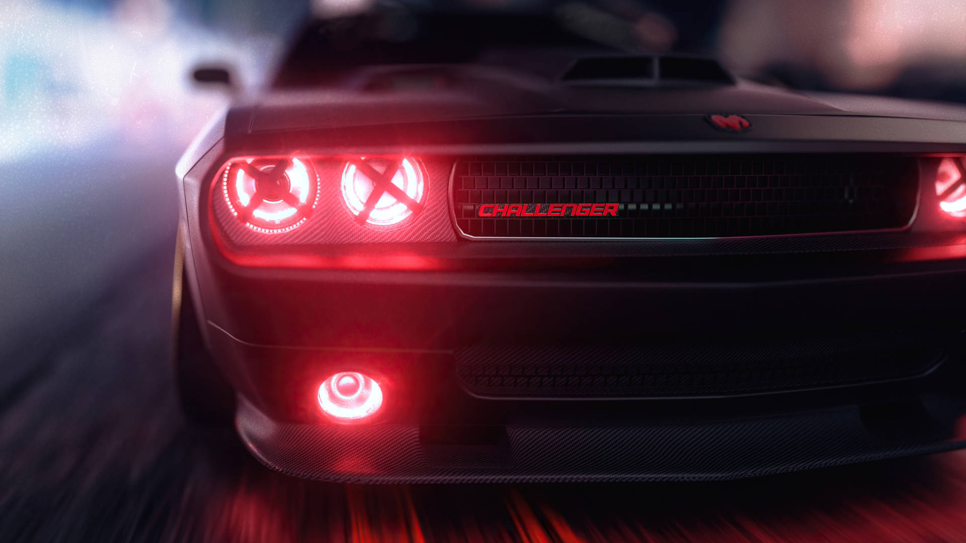 Captivating 4k Close-up of Dodge Challenger Demon Front Bumper Wallpaper