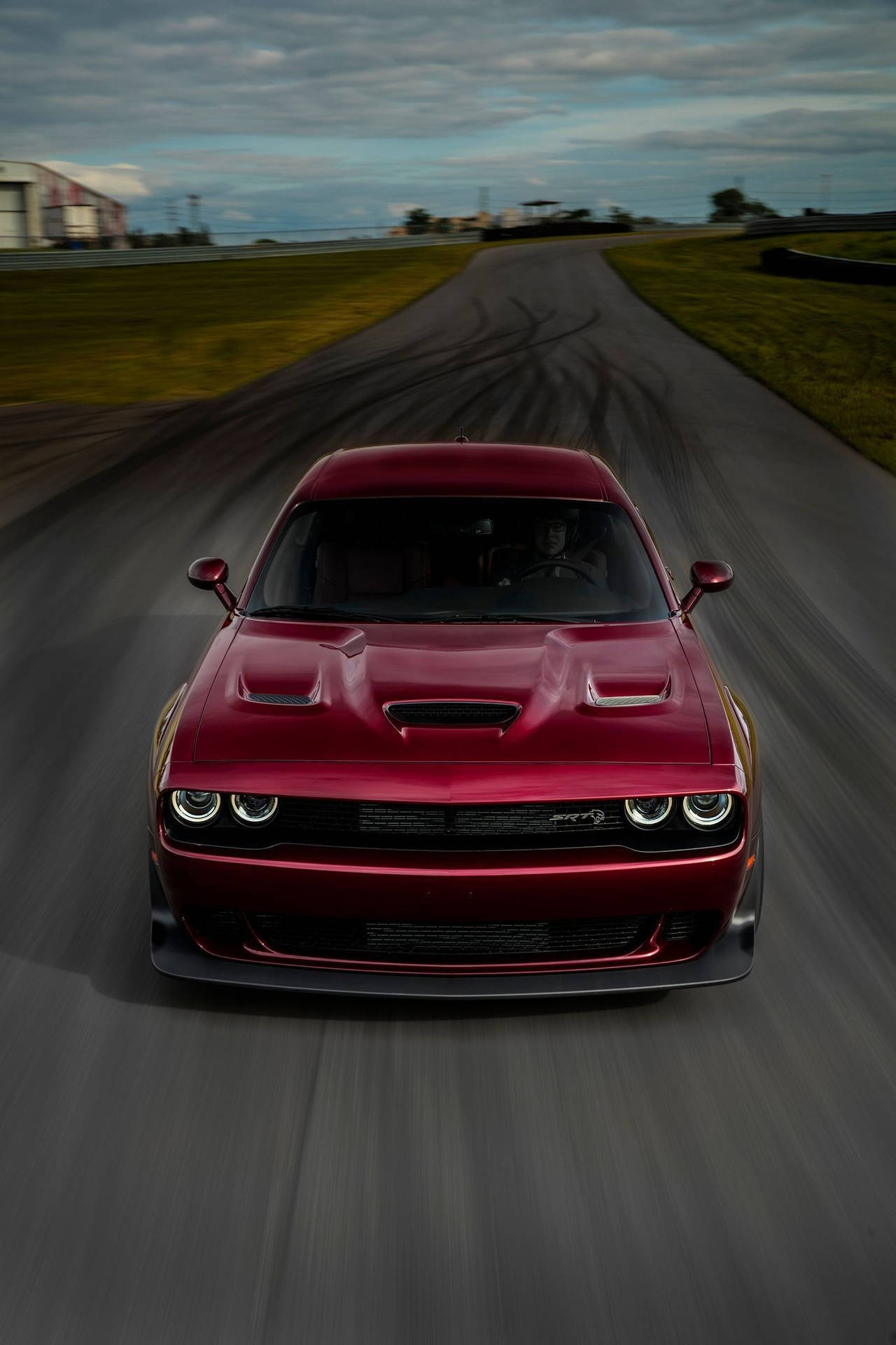 (assuming This Is A Description Of A Wallpaper Featuring A Dodge Challenger Demon In The Color Octane Red) Wallpaper