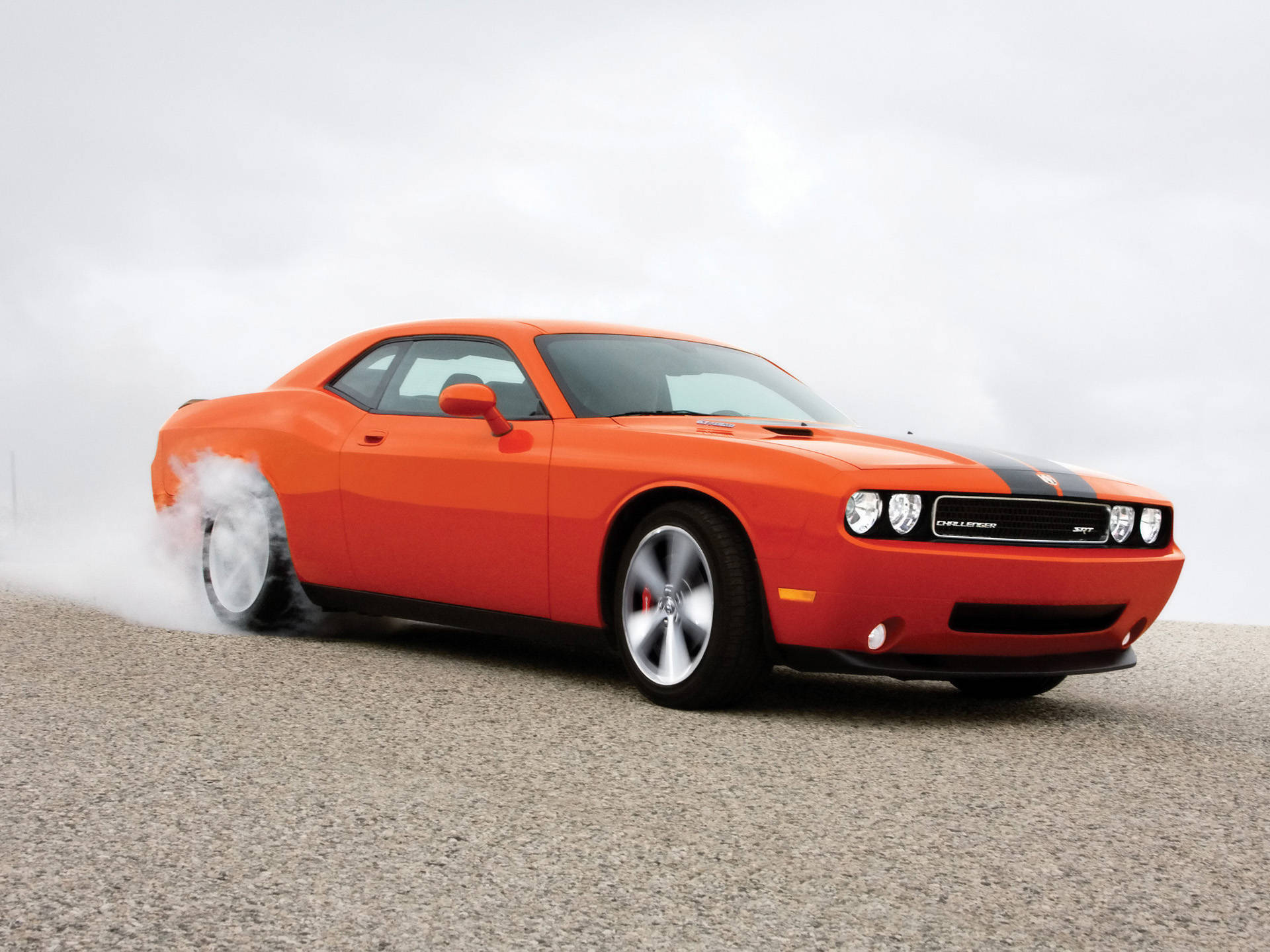 Dodge Challenger Engulf In White Smoke Wallpaper