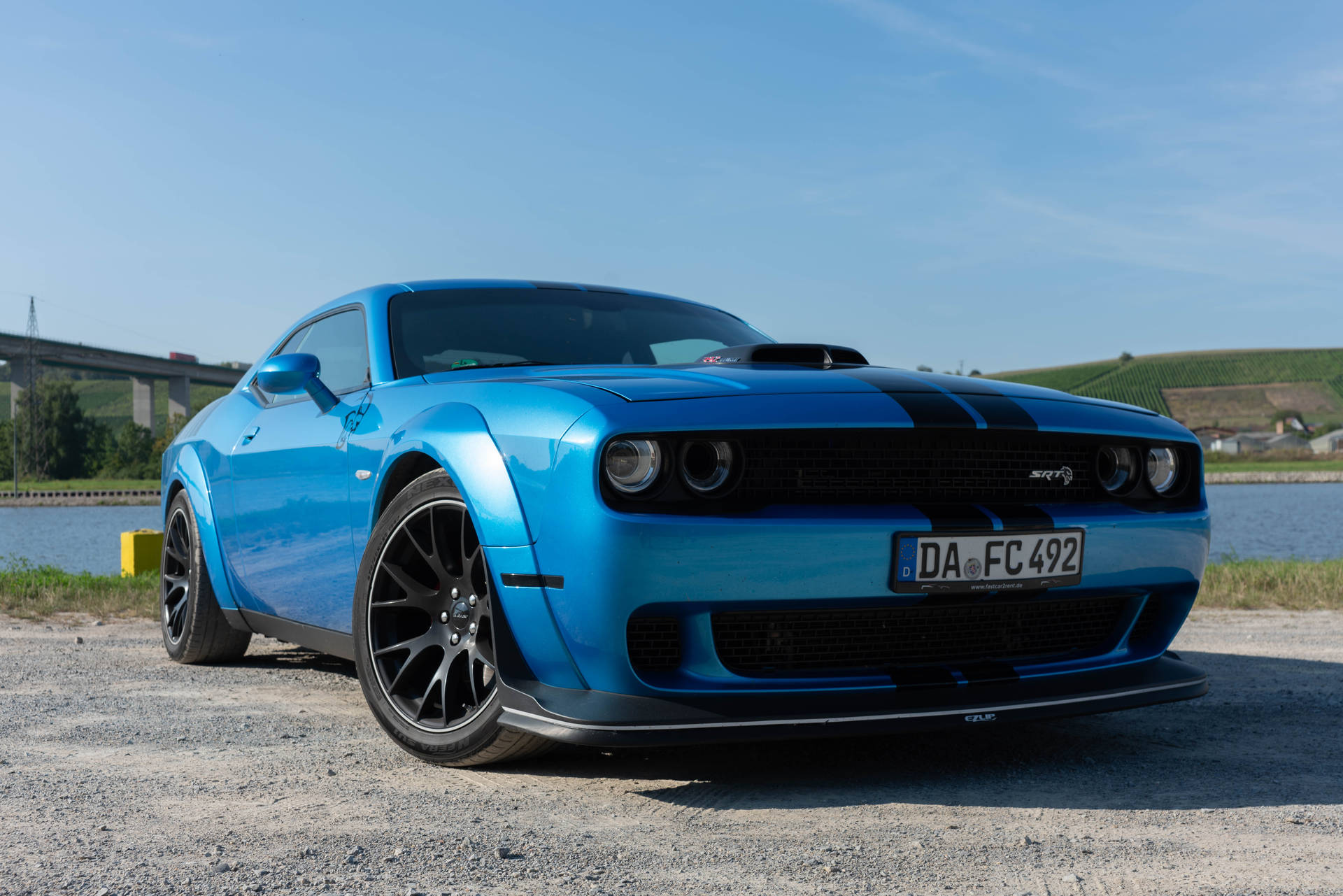 Download Dodge Challenger In B5 Blue Color Wallpaper