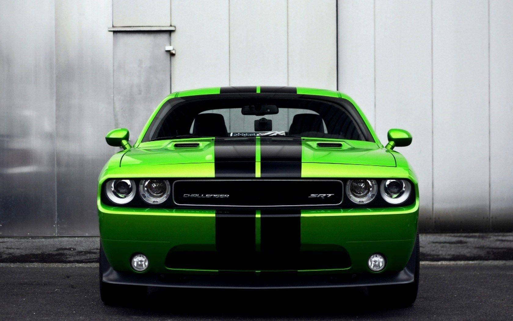 Dodge Challenger In Candy Green Paint Wallpaper