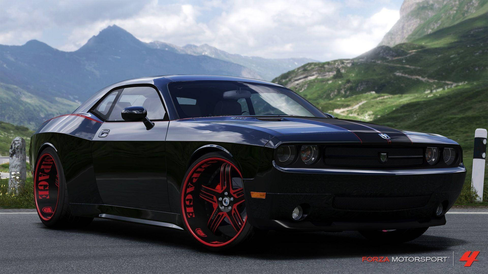 Dodge Challenger With Chrome Red Rim Wallpaper