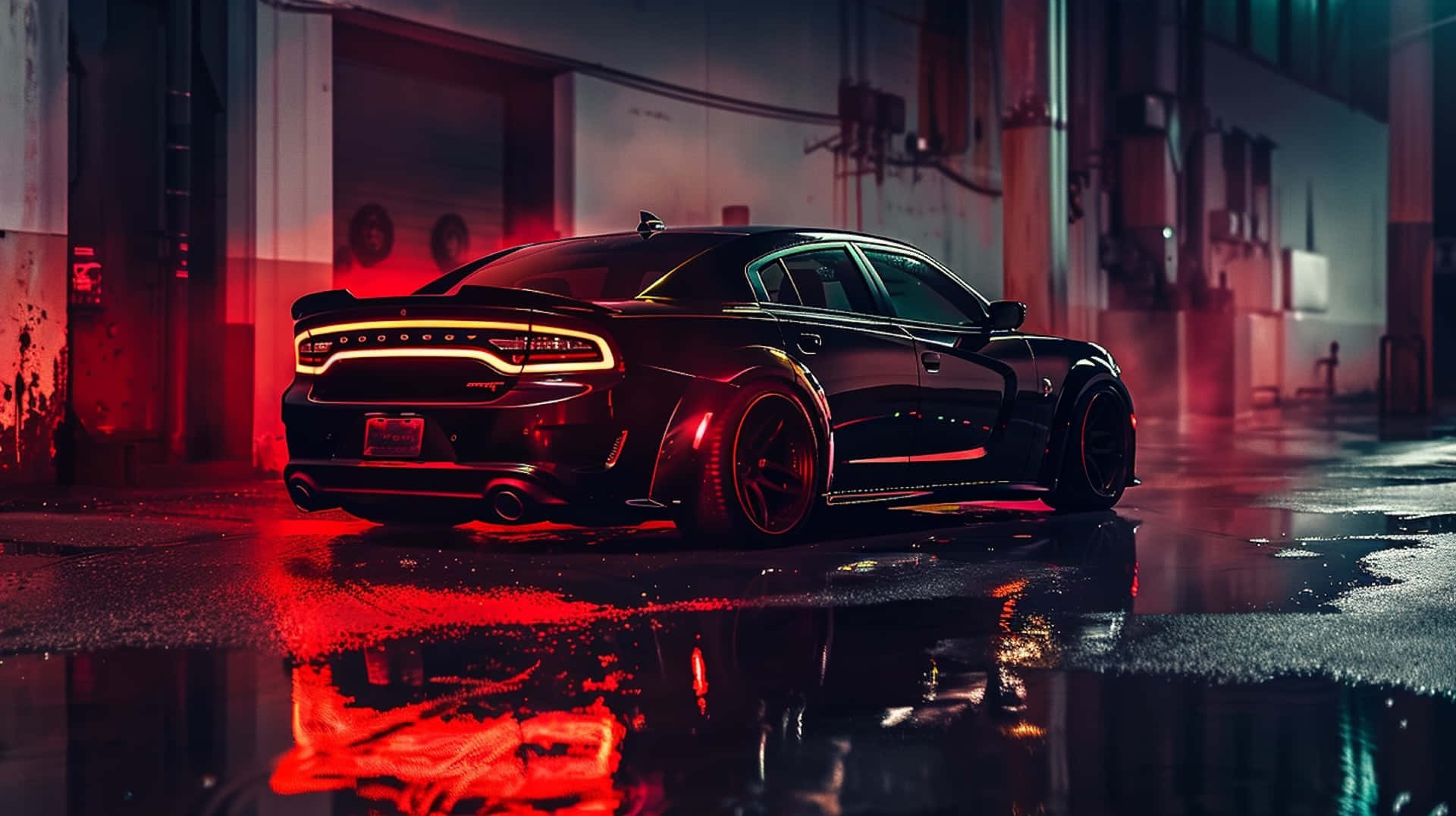 Dodge Charger Hellcat Nighttime Prowl Wallpaper