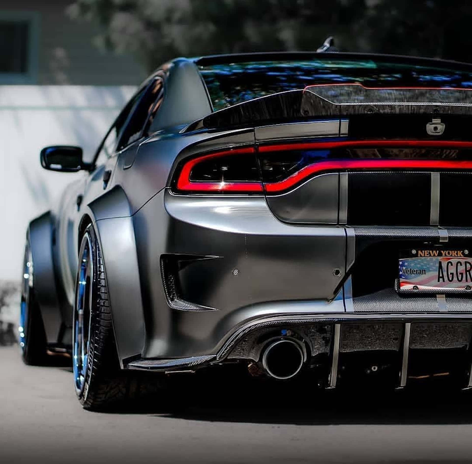 Dodge Charger Hellcat Rear View Wallpaper