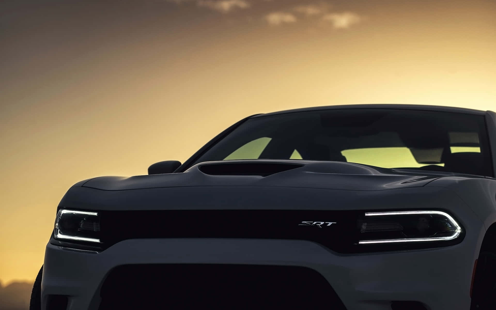 Dodge Charger Hellcat Sunset Silhouette Wallpaper