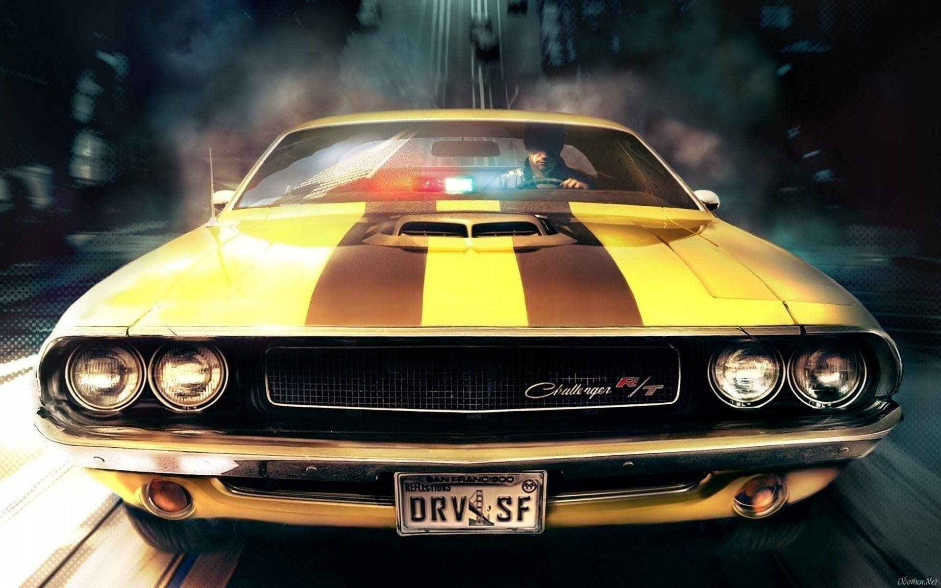 Dodge Charger Muscle Car With Stripes Wallpaper