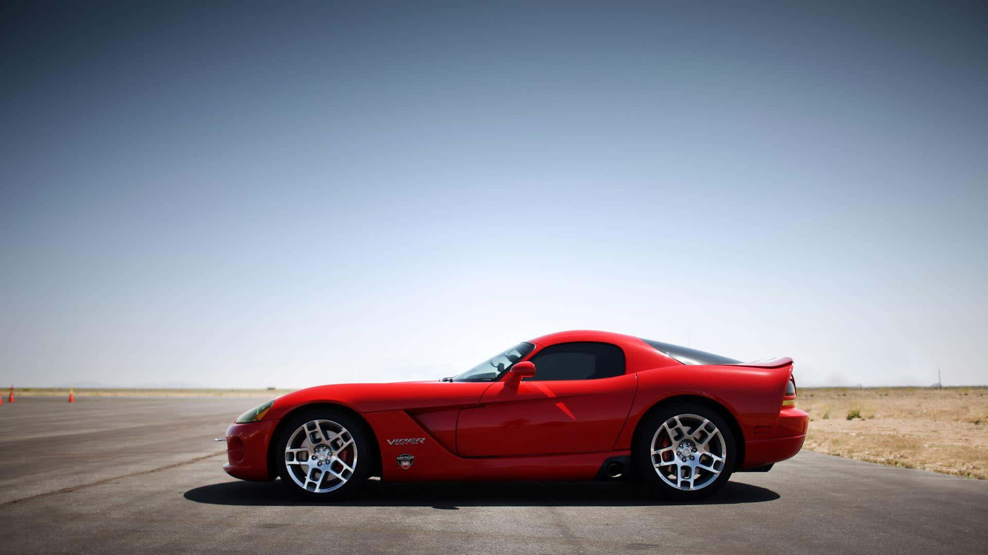 Red Dodge Viper Side View Open Road Wallpaper