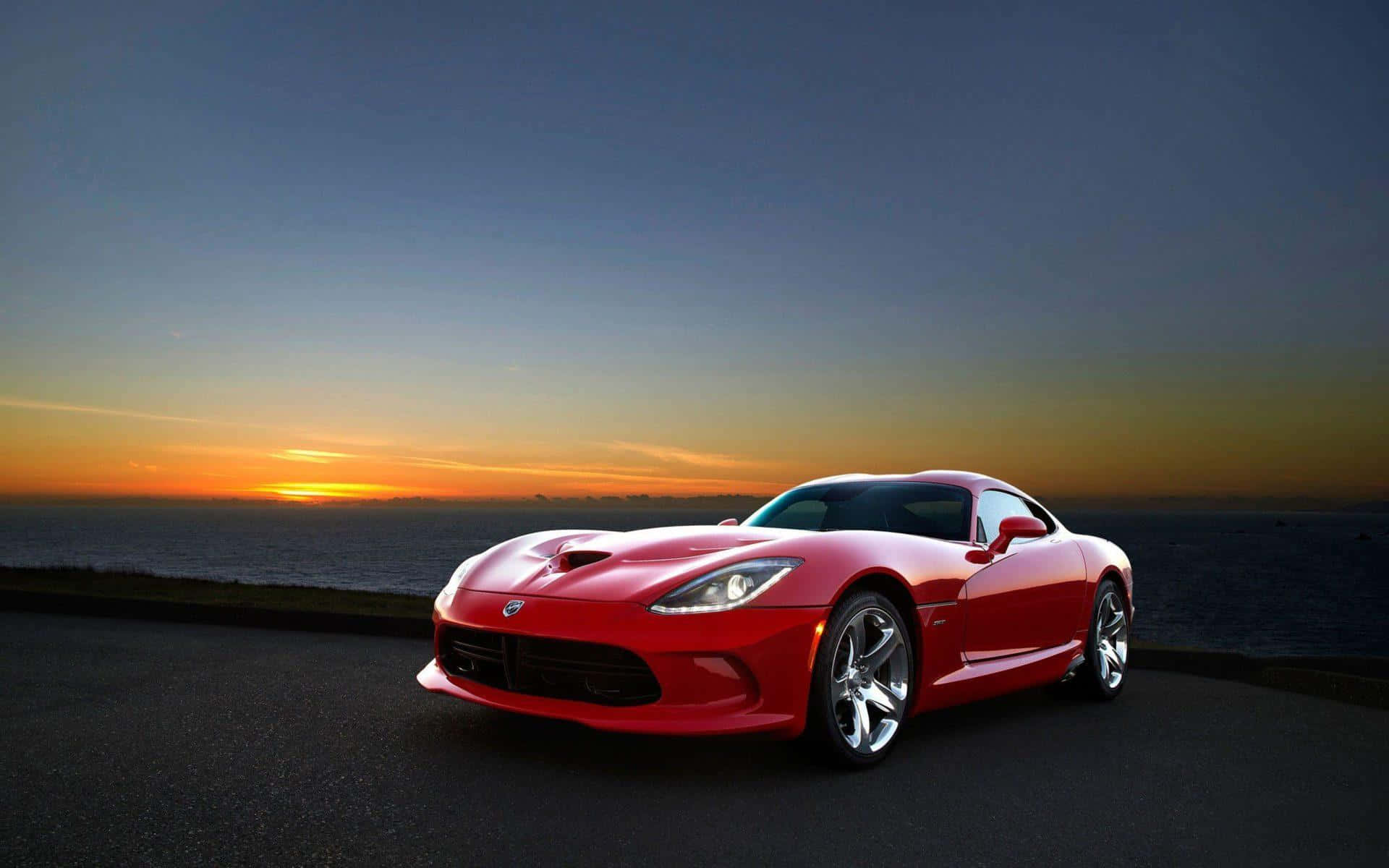 Red Dodge Viper Sunset Wallpaper