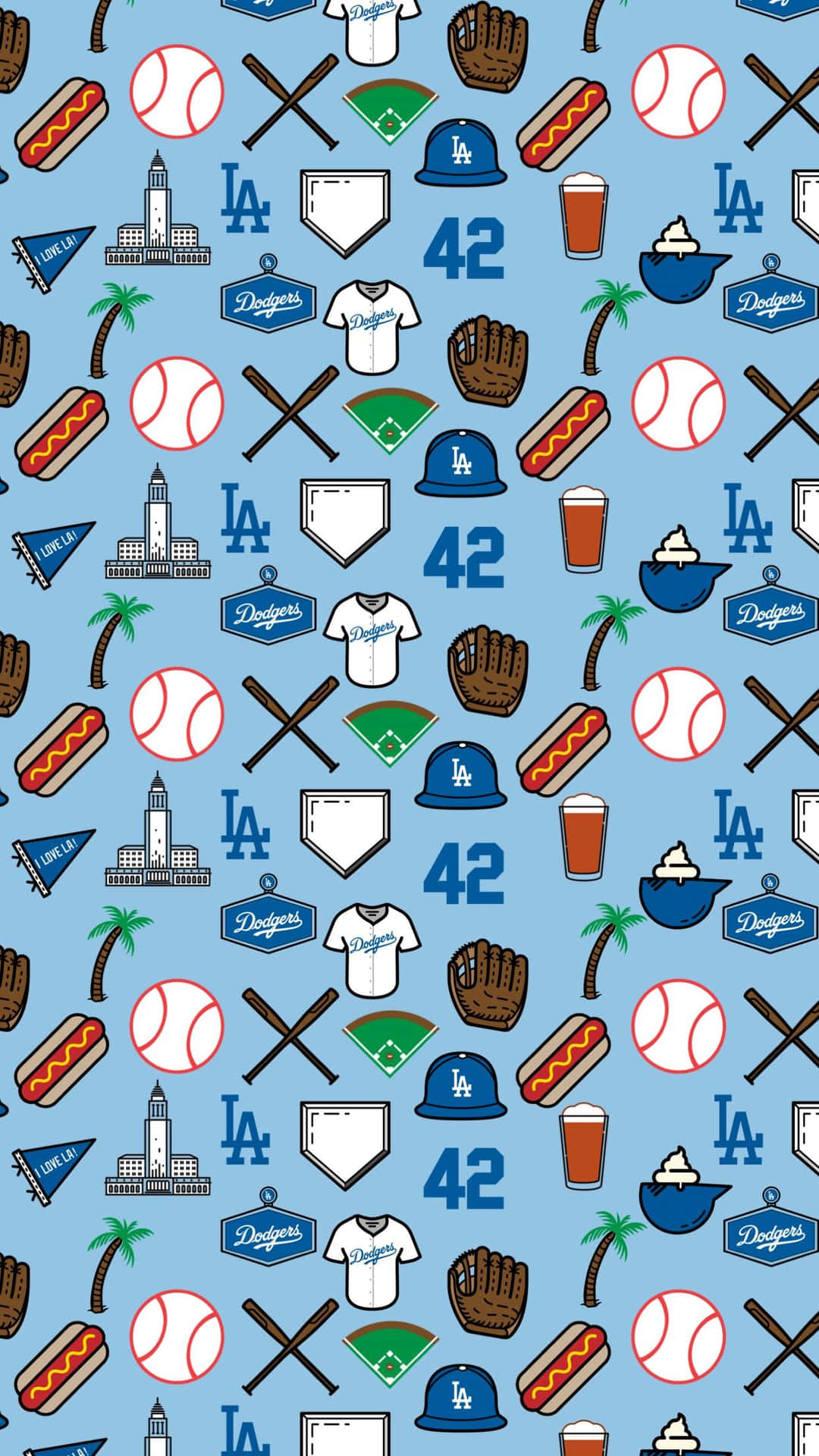 Iconablu Dodgers Baseball Per Iphone Sfondo