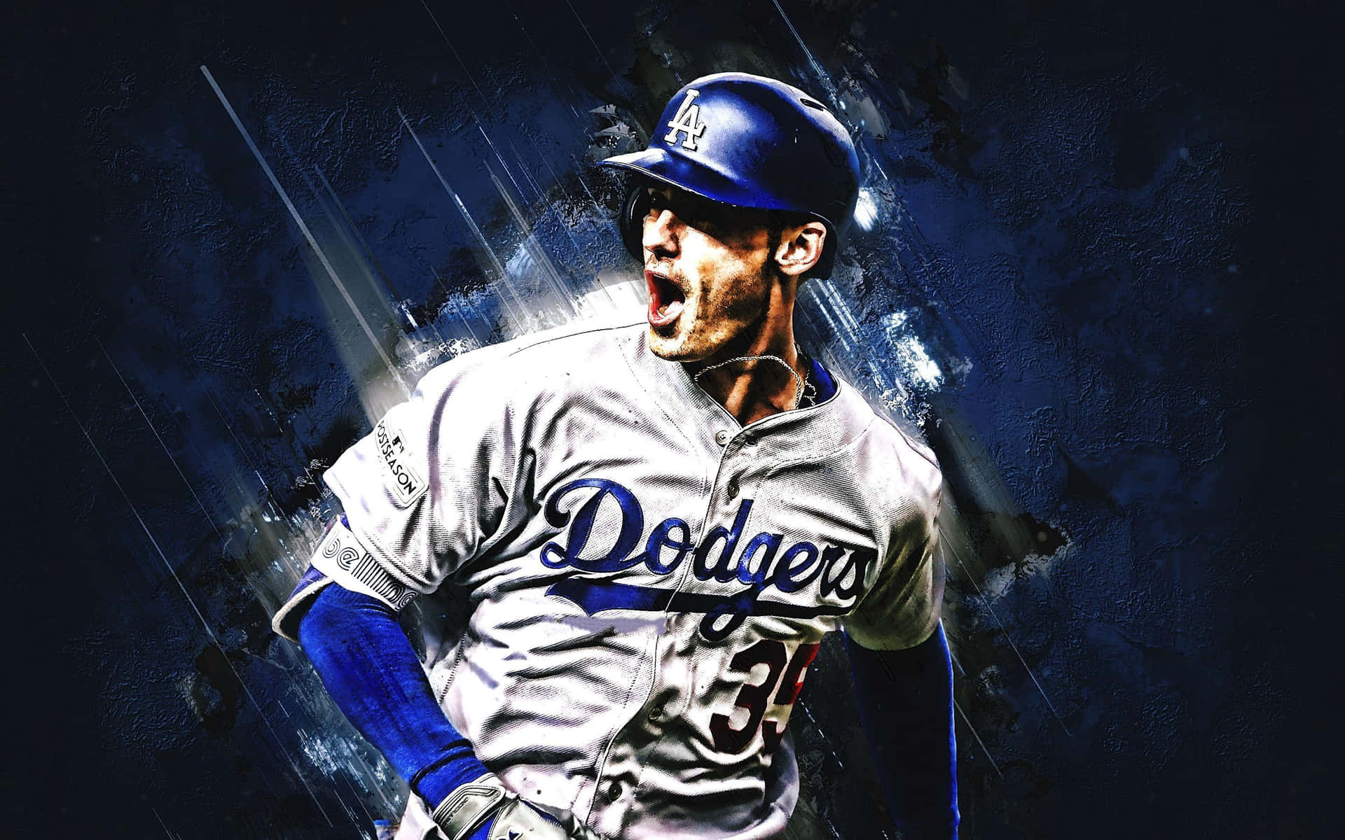 Dodgers Player Celebration Artistic Background Wallpaper