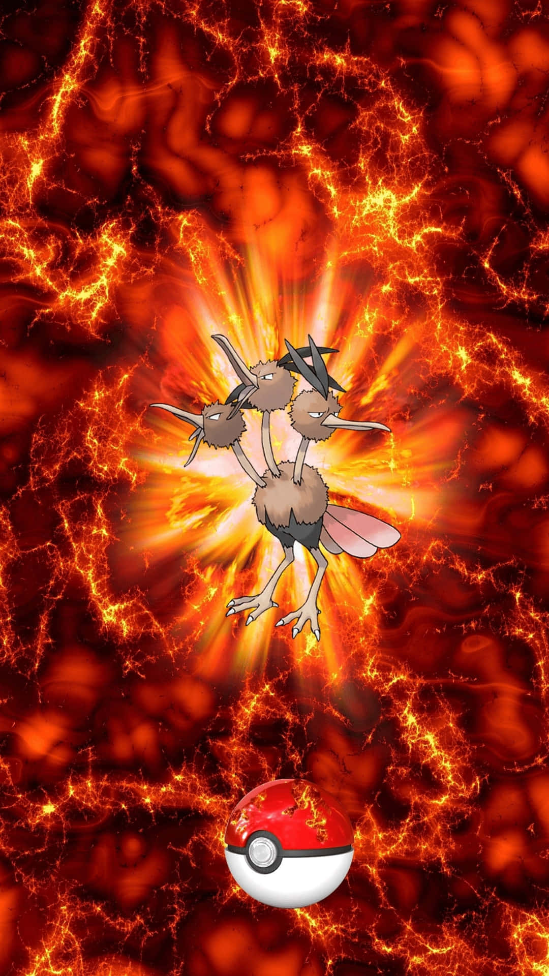 Dodrio Pokemon In Lava Edit Wallpaper