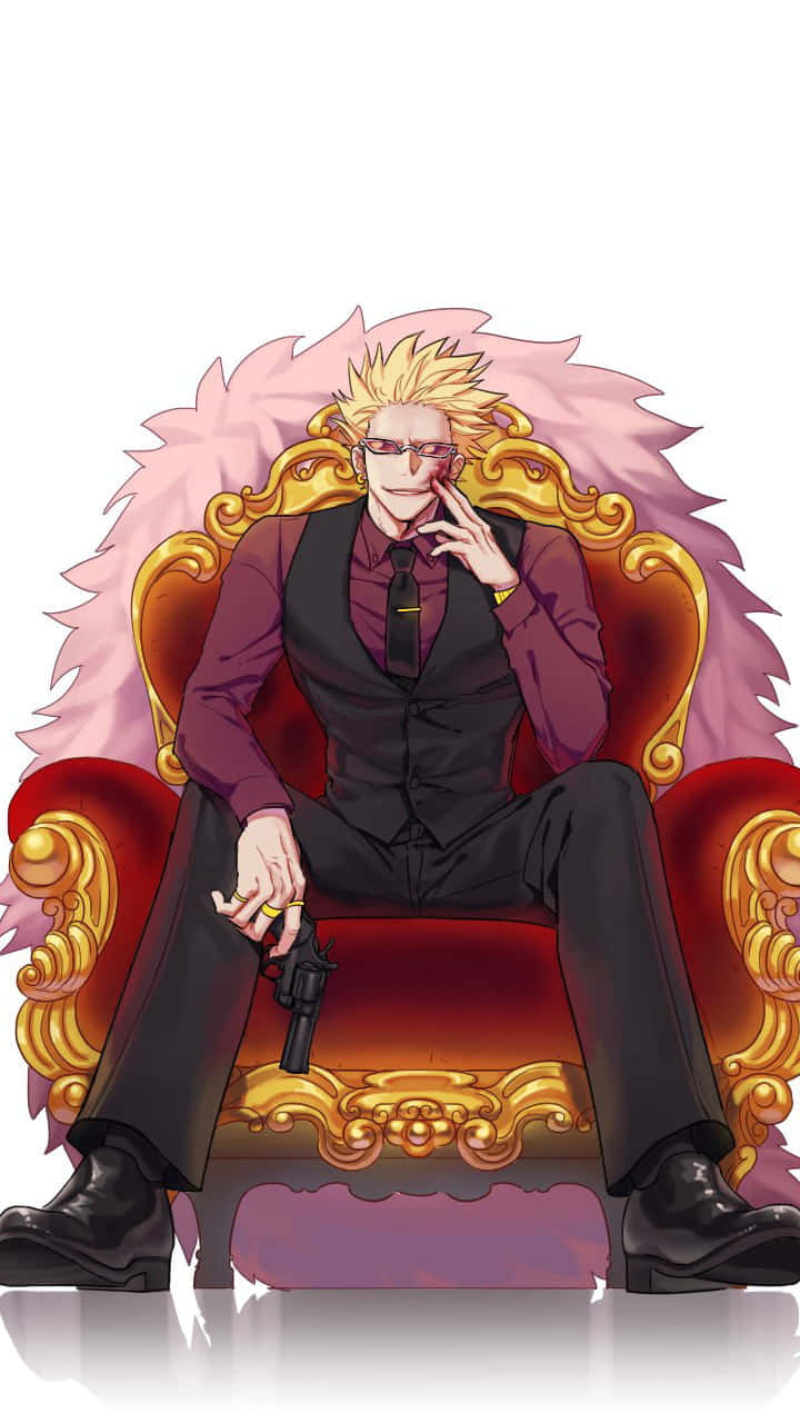 Doflamingo Troon Pose_ Anime Kunstwerk Achtergrond