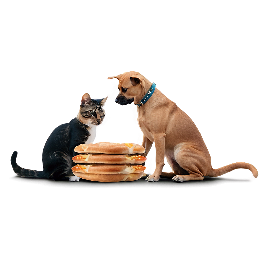 Dog And Cat Eating Together Png 2 PNG