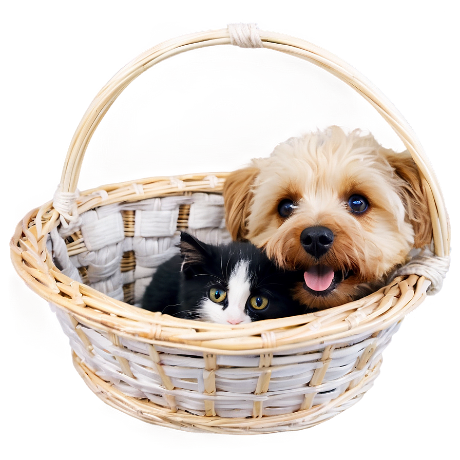 Dog And Cat In Basket Png 06242024 PNG