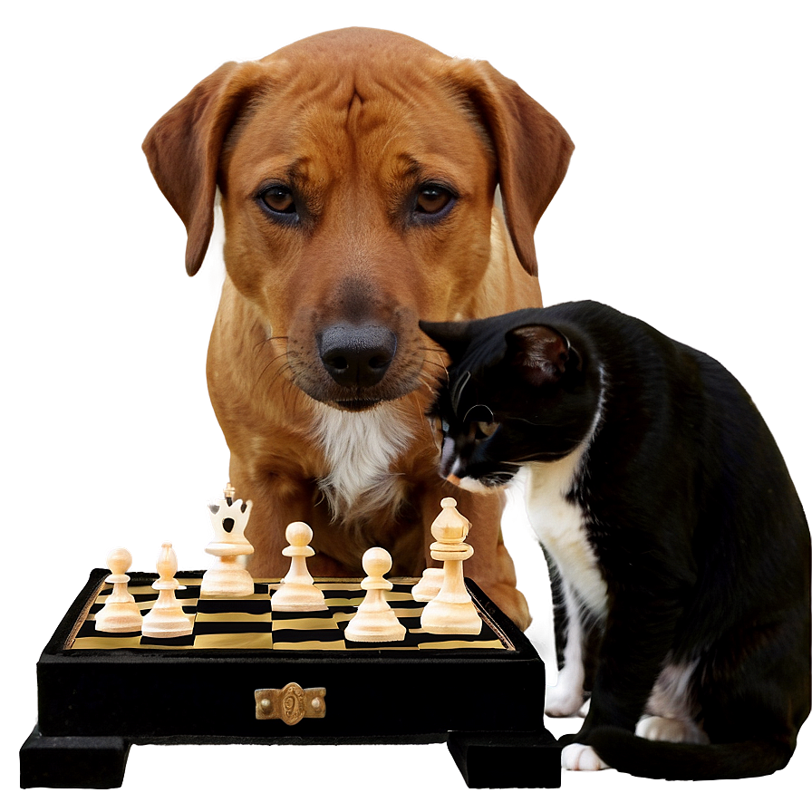 Dog And Cat Playing Chess Png Ism44 PNG