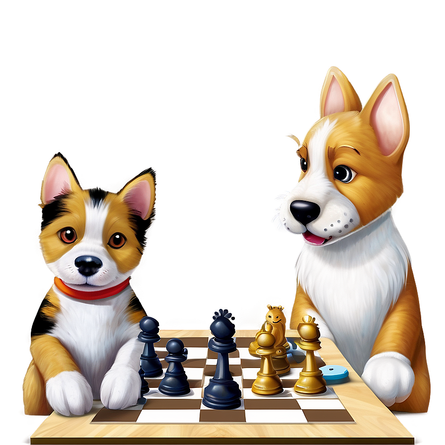 Dog And Cat Playing Chess Png Qel PNG