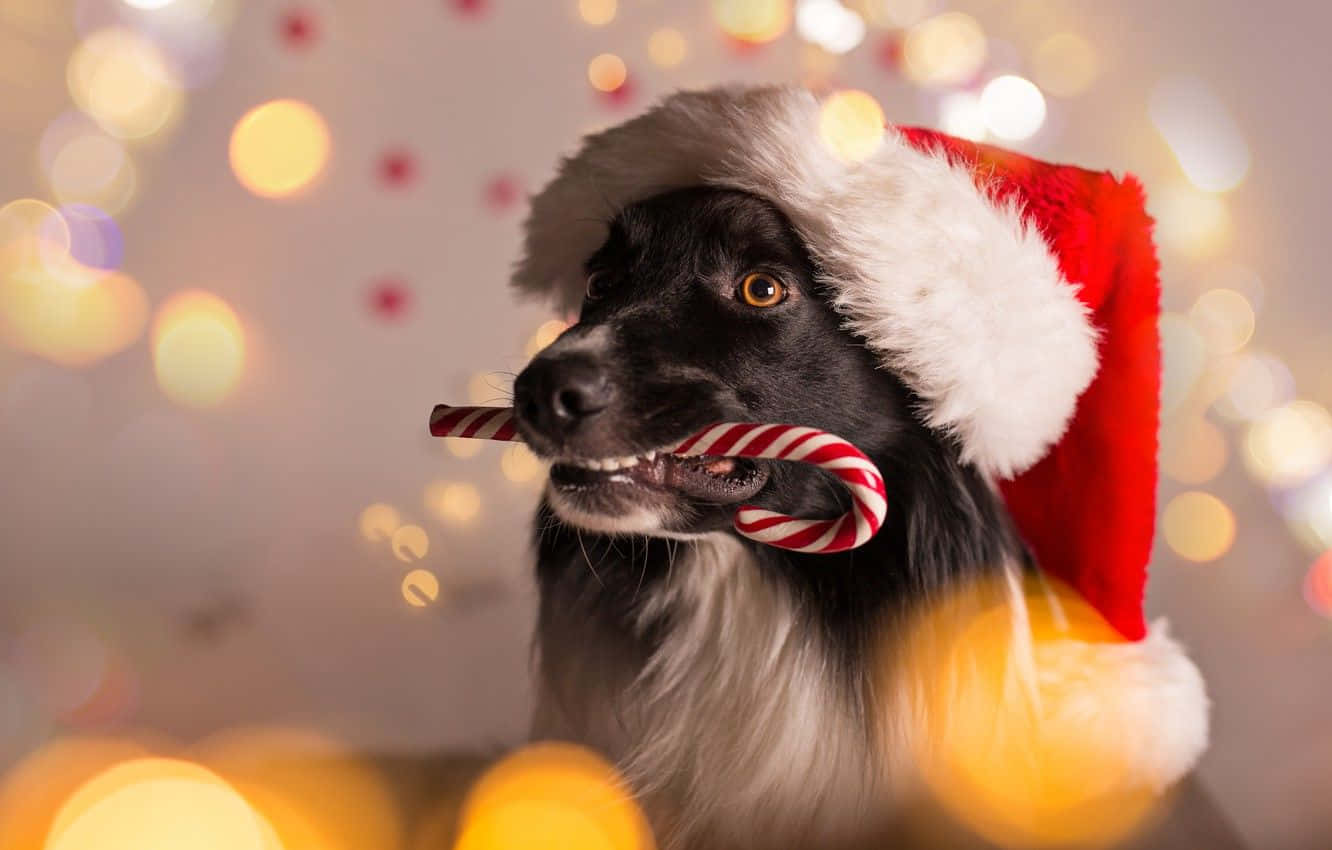 Dog Christmas Candy Cane Santa Hat Pictures