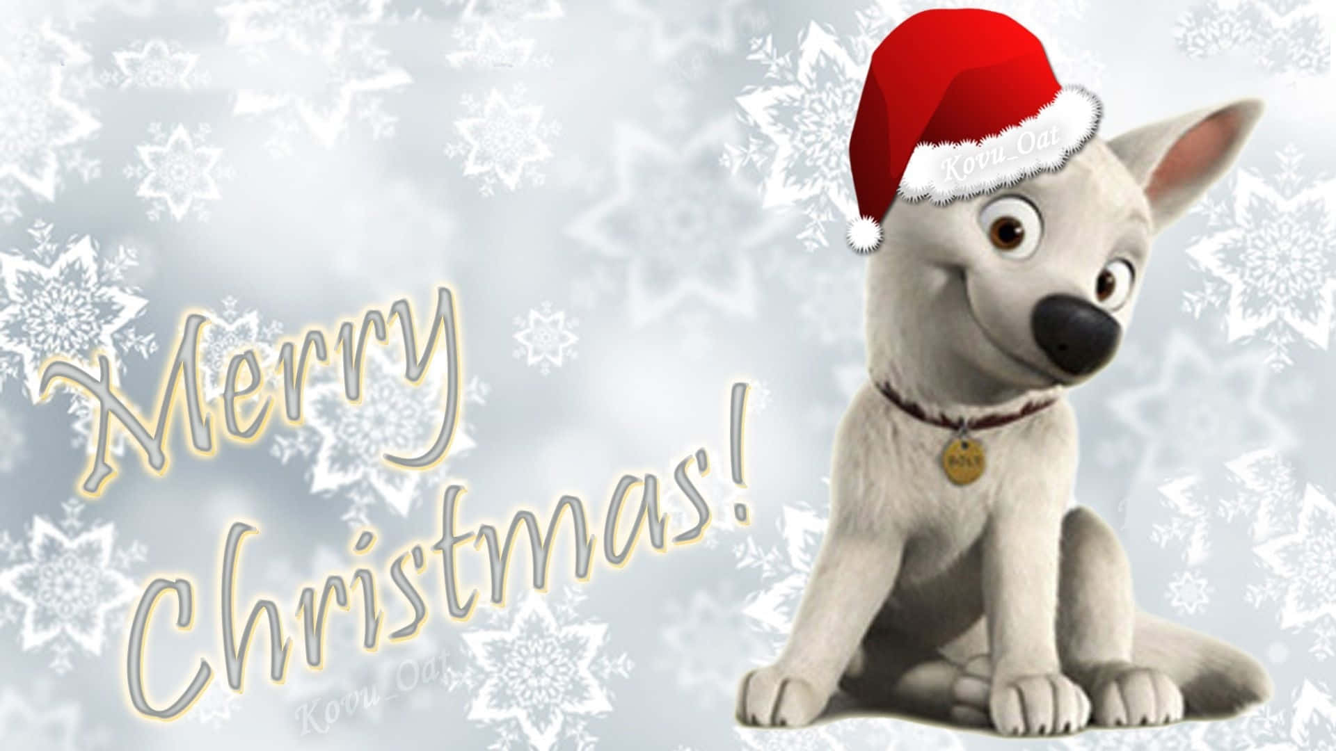 Immaginedi Bolt, Un Adorabile Cane Cartone Animato, Sorridente Per Natale.