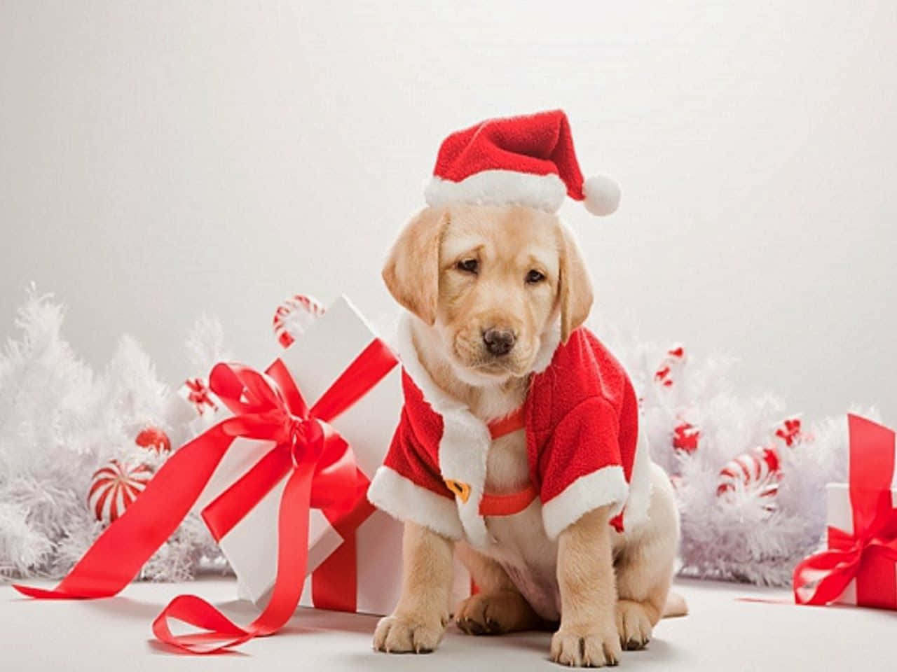 Dog Christmas Sad Golden Retriever Santa Picture