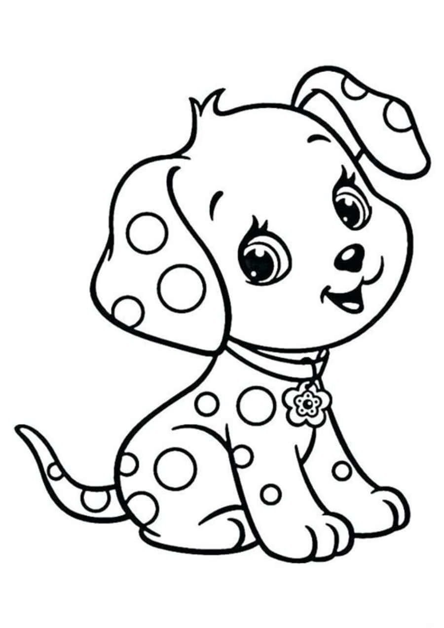 Sød Dalmatiner Hund Farvning Side billede Tapet