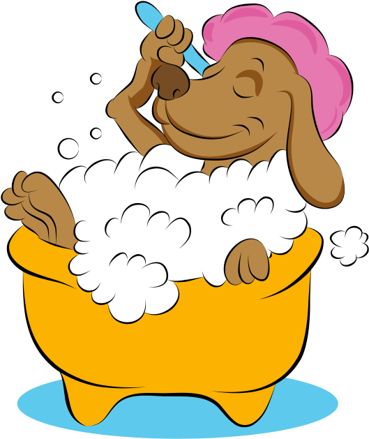 Dog Enjoying Bubble Bath Illustration PNG