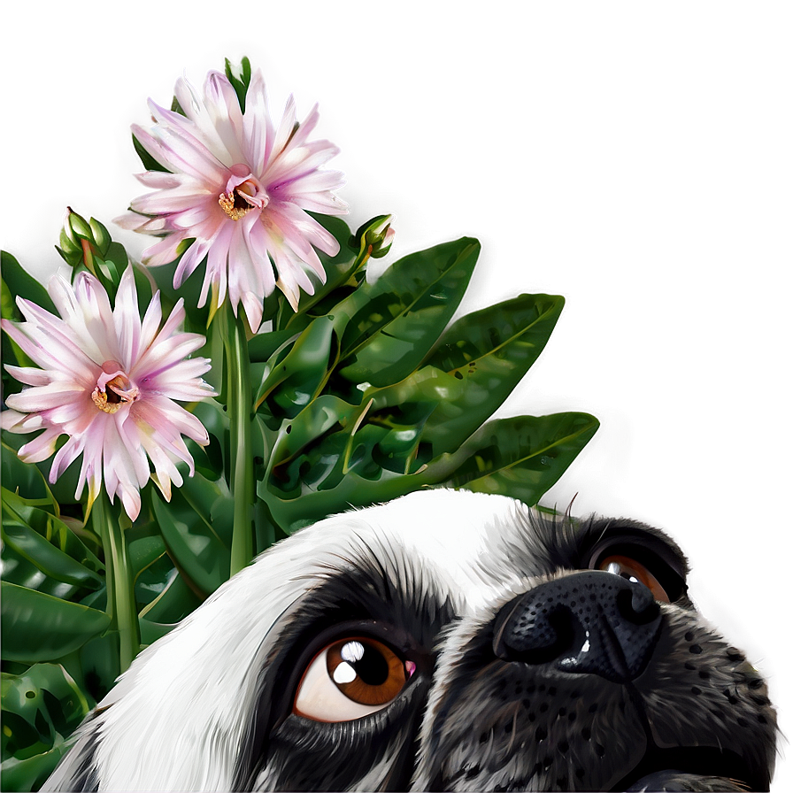 Dog Face With Flowers Png Jtr28 PNG