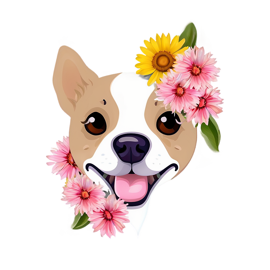 Dog Face With Flowers Png Wye PNG