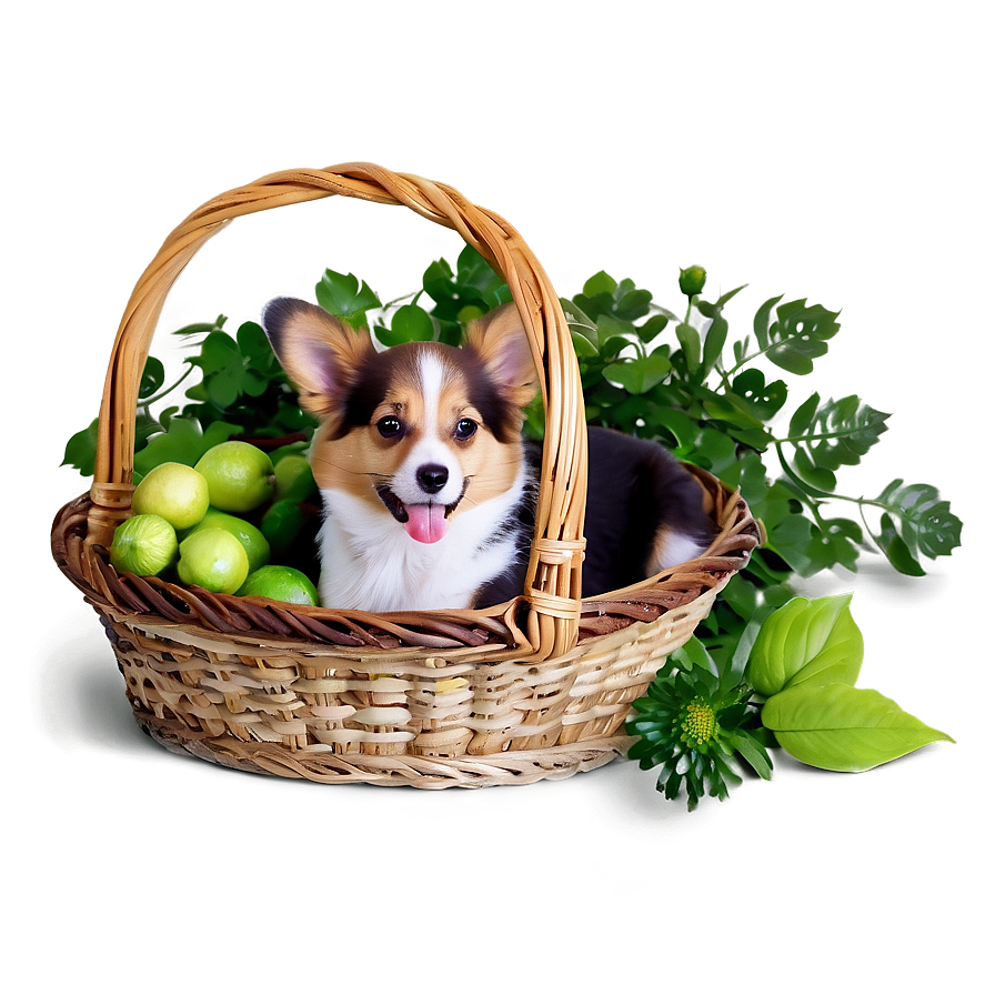 Download Dog In Basket Png Wrh | Wallpapers.com