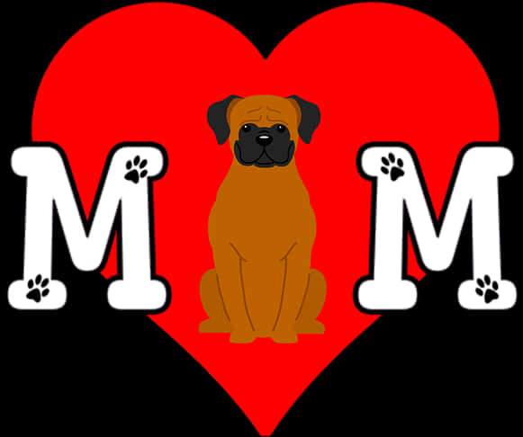 Dog Love Mom Paw Print Graphic PNG