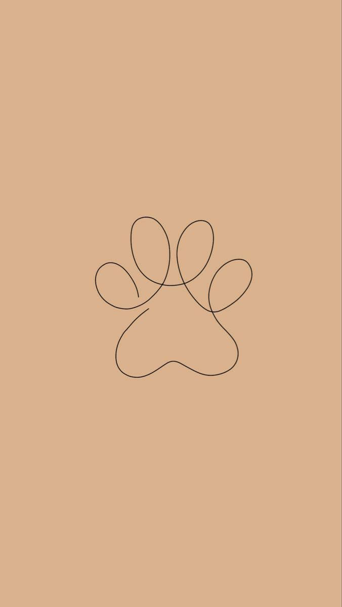 Dog Paw Printed On Beige Aesthetic Phone Background