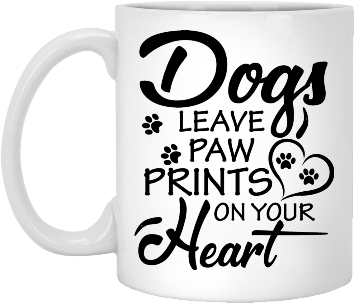 Dog Paw Prints Heart Mug PNG