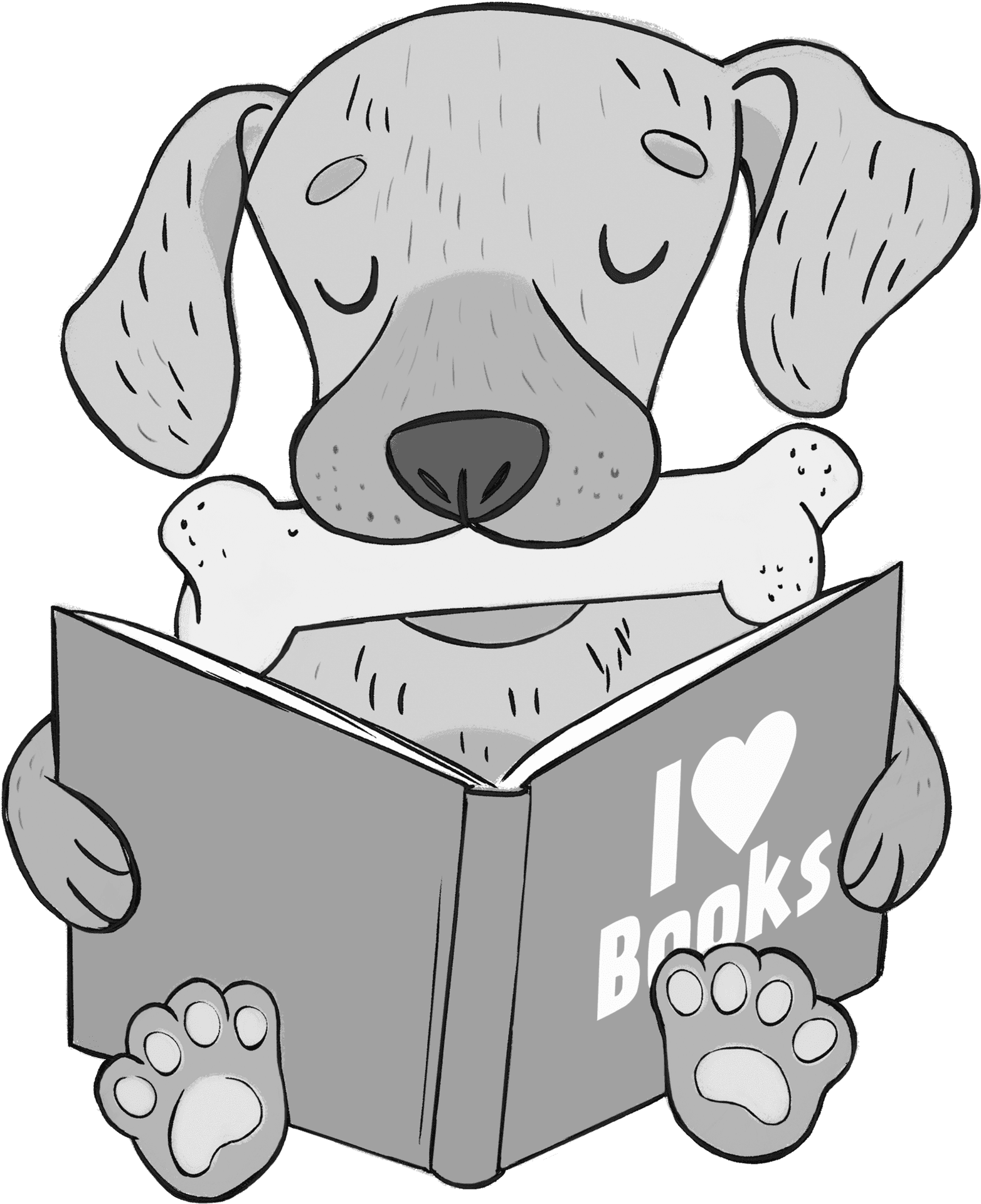 Dog Reading Love Books PNG