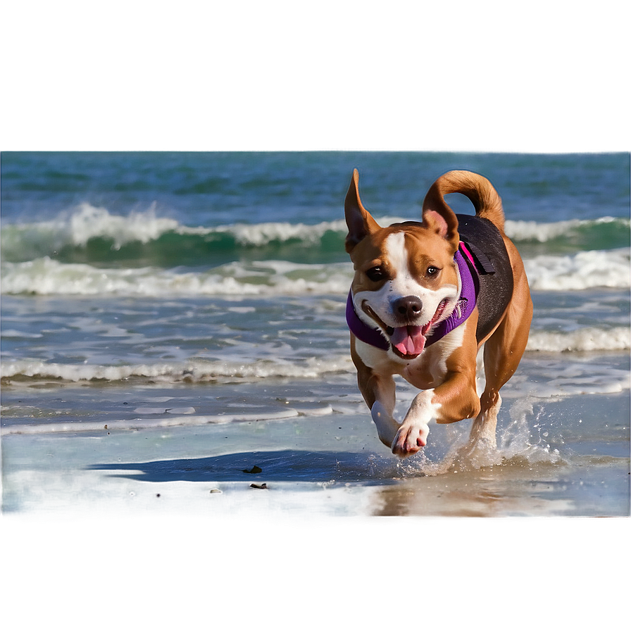 Dog Running Across Beach Png 06132024 PNG