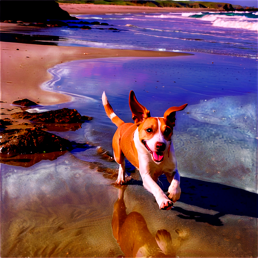 Dog Running Across Beach Png 31 PNG