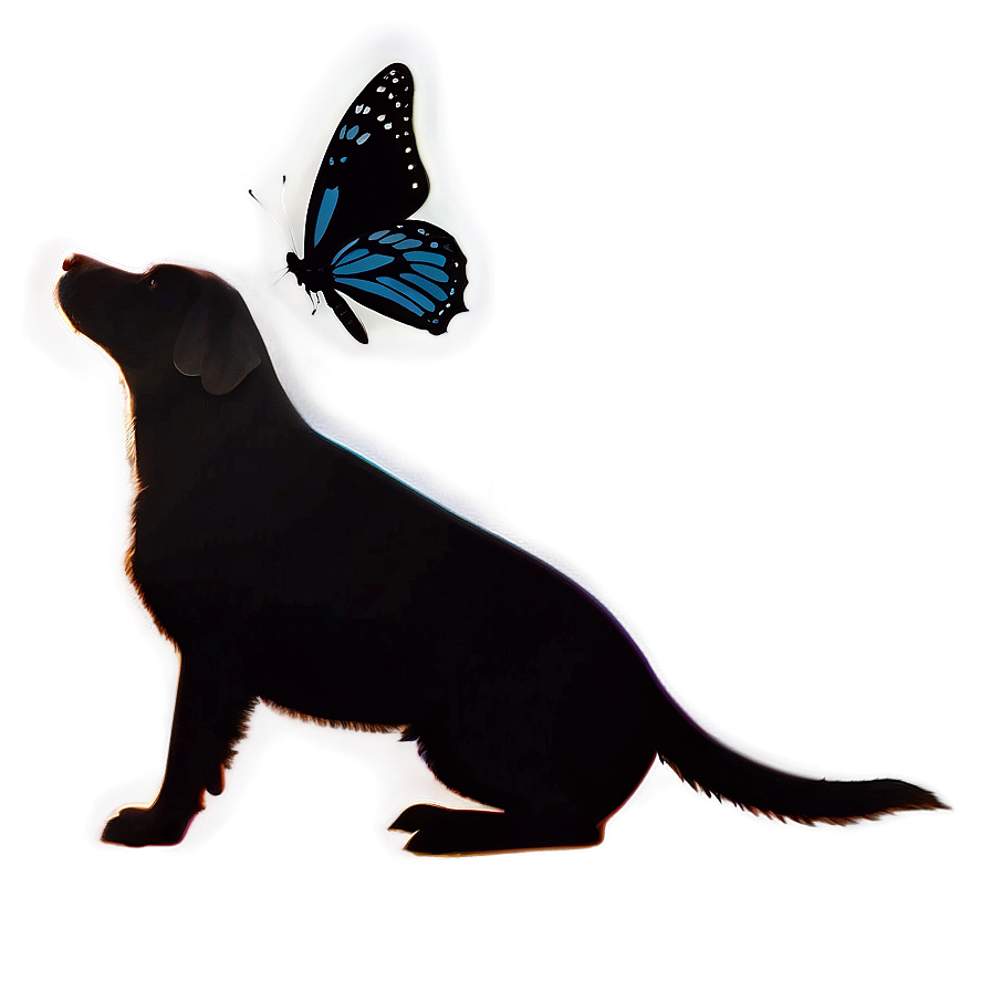 Dog Silhouette Chasing Butterfly Png Ixw PNG