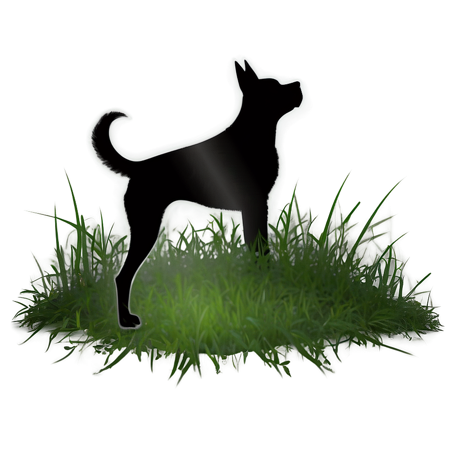 Dog Silhouette In Grass Png Elc24 PNG