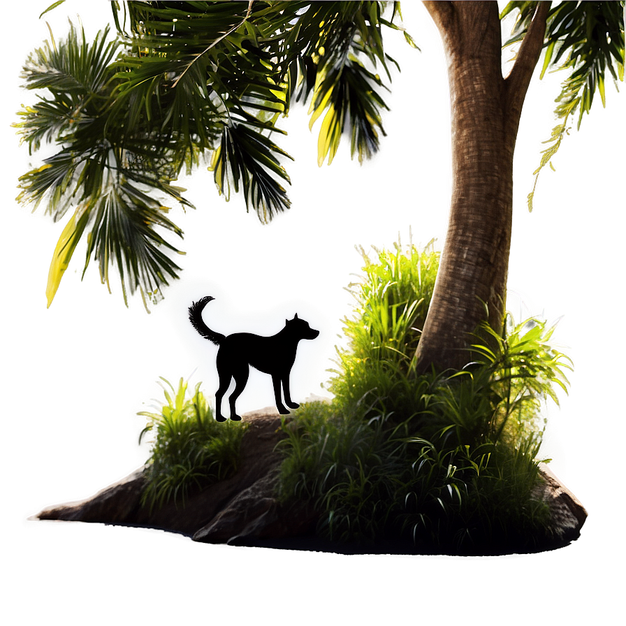 Dog Silhouette Under Tree Png 72 PNG