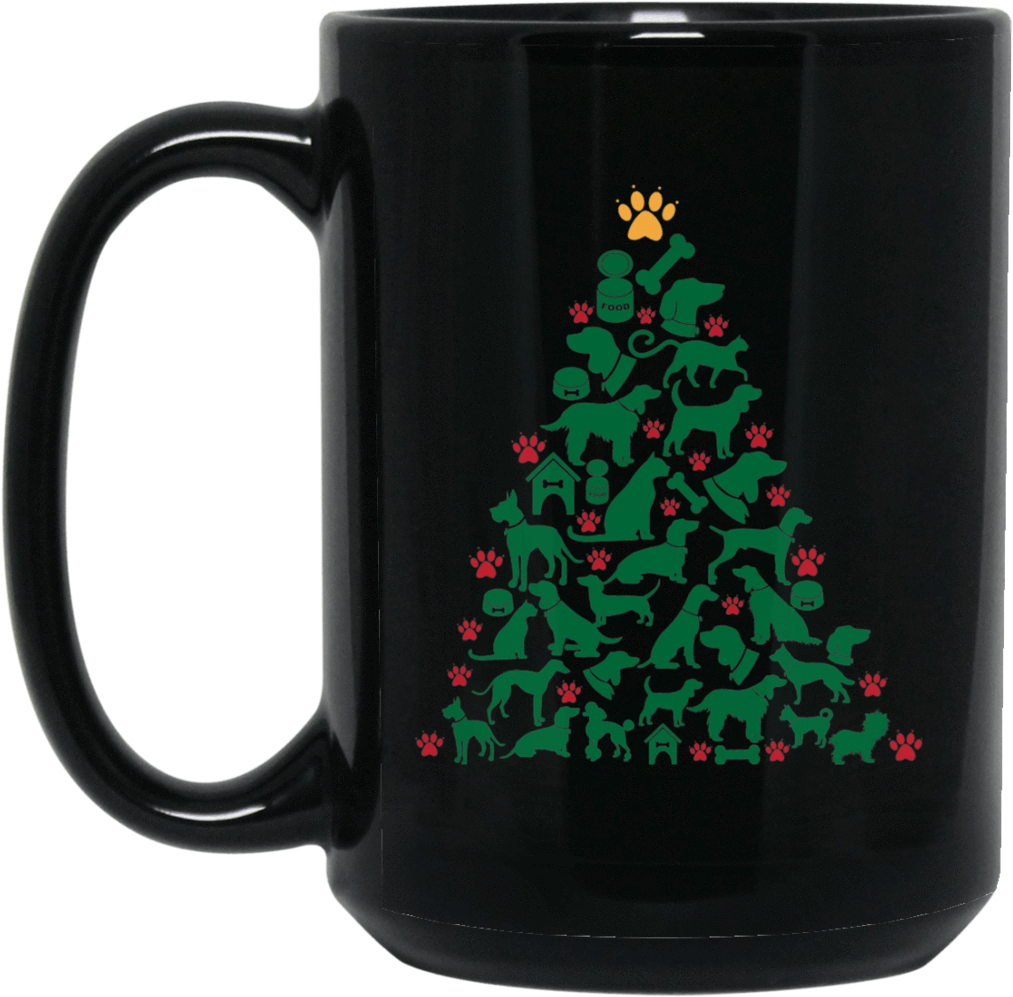 Dog Themed Christmas Tree Mug PNG