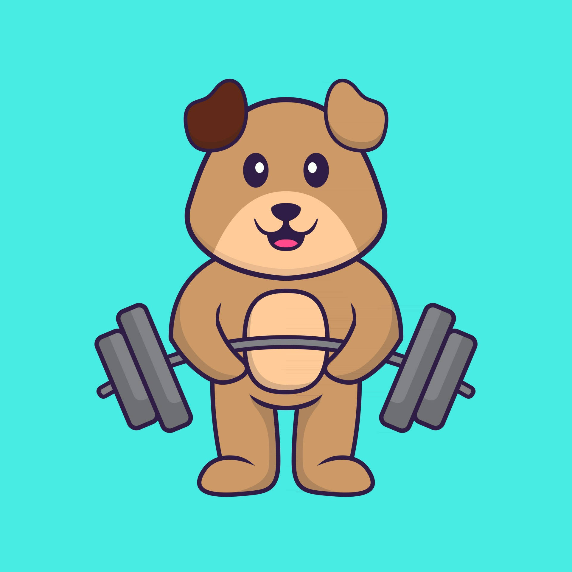 Dog With Barbell Art Wallpaper