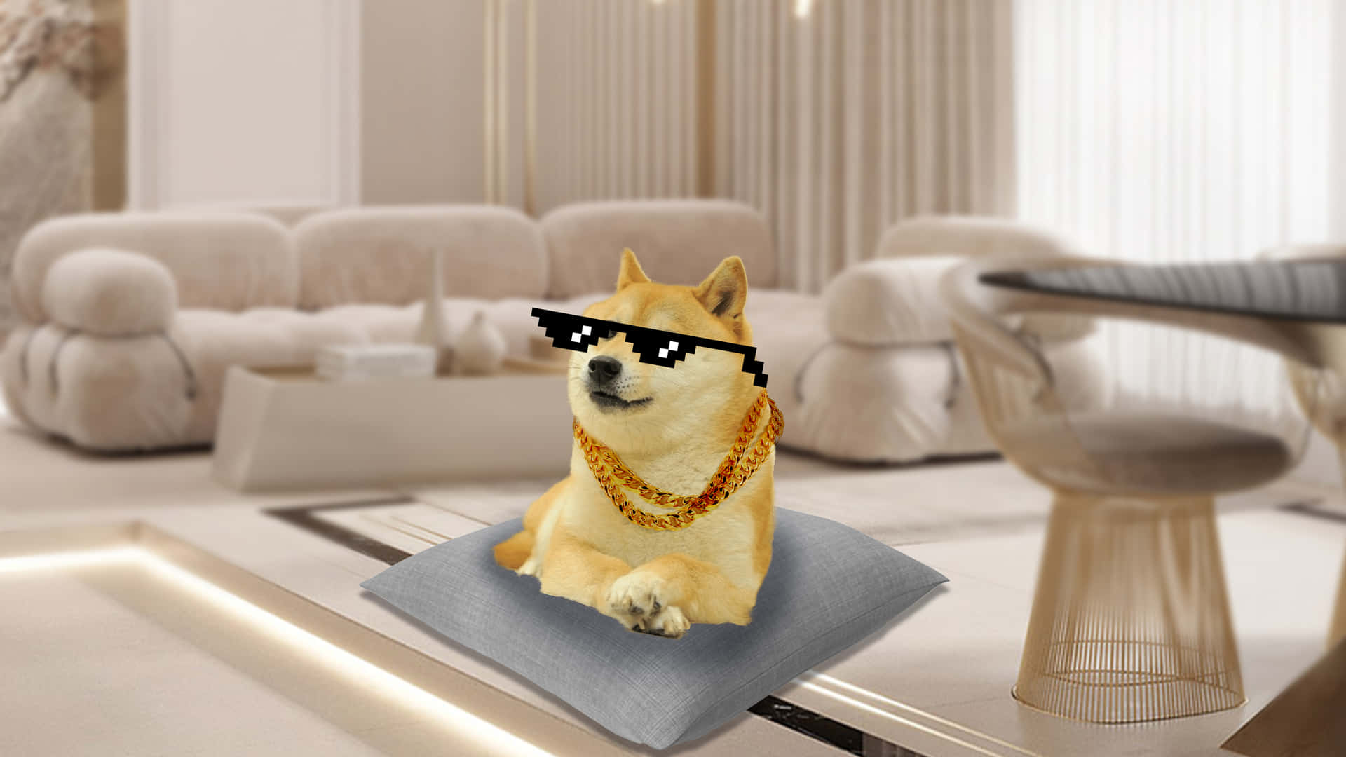 Doge In Living Room Wallpaper