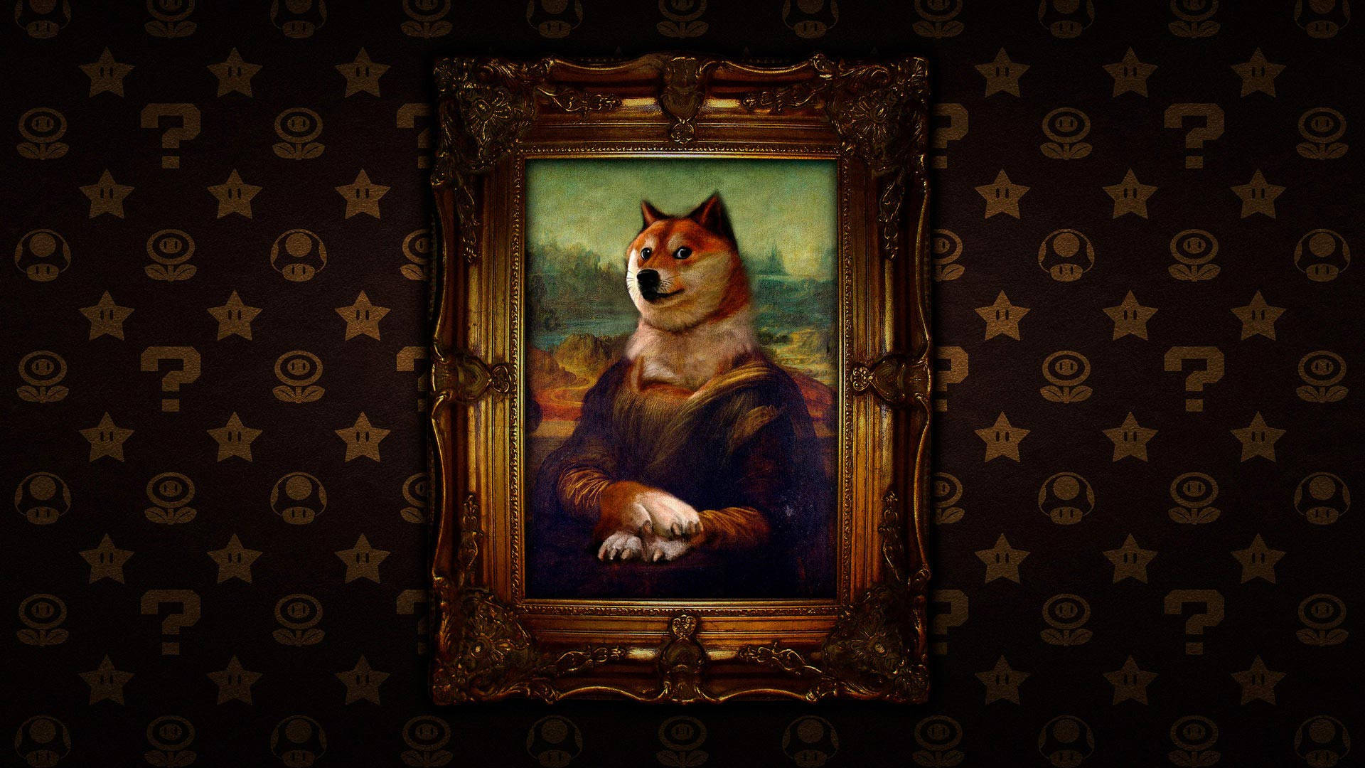 Doge Lisa meme painting wallpaper.